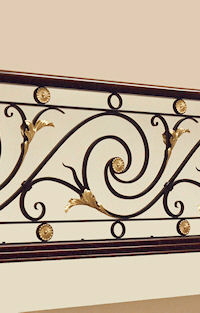 Interior Railing Detail with Brass Leaves and Rosettes