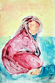 Seated Woman fingerpainting